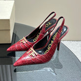 ANGELINA 10 CM SLINGBACK IN SCARLET RED CROCODILE PATTERN CALFSKIN